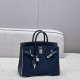 에르메스 Hermes Brikin 25cm Swift 7P Blue presse and 80 Gris perle/silver