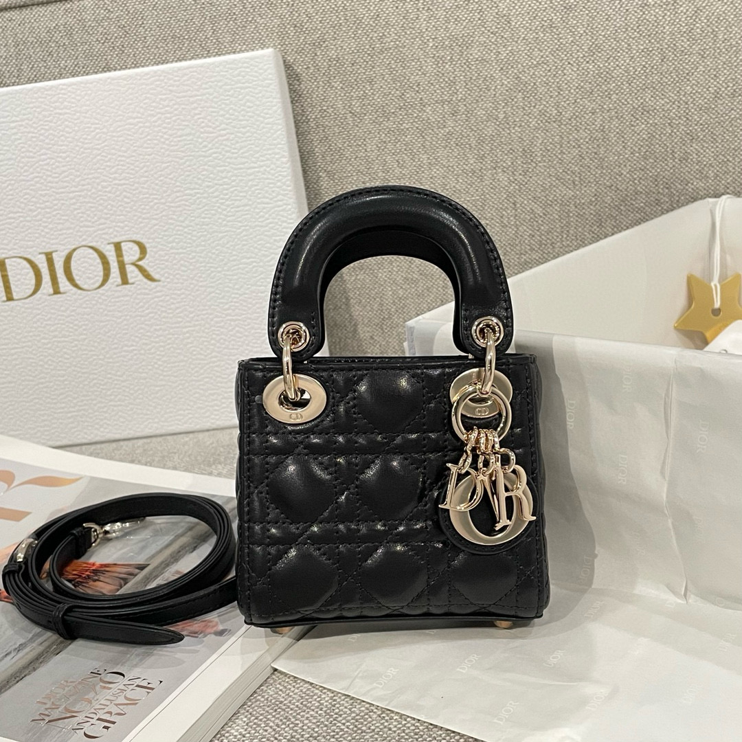 디올 Dior Lady Dior Micro Bag Black 12cm