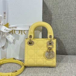 디올 Dior Lady Dior Micro Bag yellow 12cm