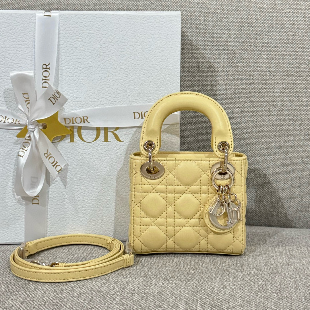 디올 Dior Lady Dior Micro Bag yellow 12cm