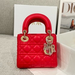 디올 Dior Mini Lady Dior Bag Red 17cm