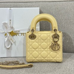 디올 Dior Mini Lady Dior Bag yellow 17cm