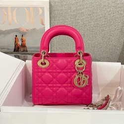 디올 Dior Mini Lady Dior Bag Rose red 17cm
