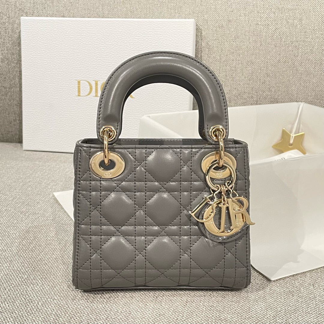 디올 Dior Mini Lady Dior Bag grey 17cm