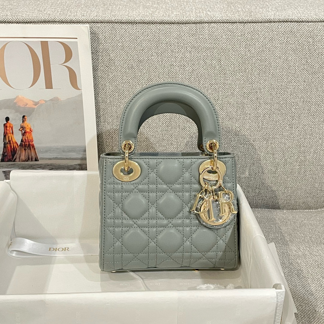 디올 Dior Mini Lady Dior Bag grey 17cm