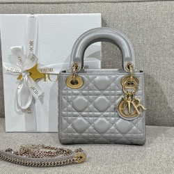 디올 Dior Mini Lady Dior Bag grey 17cm
