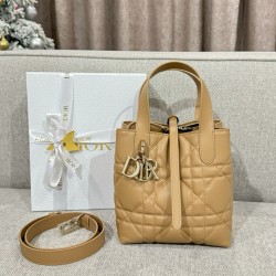 디올 Dior Small Dior Toujours Vertical Tote Bag Caramel 18.5cm