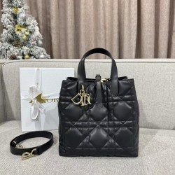 디올 Dior Medium Dior Toujours Vertical Tote Bag Black 23cm
