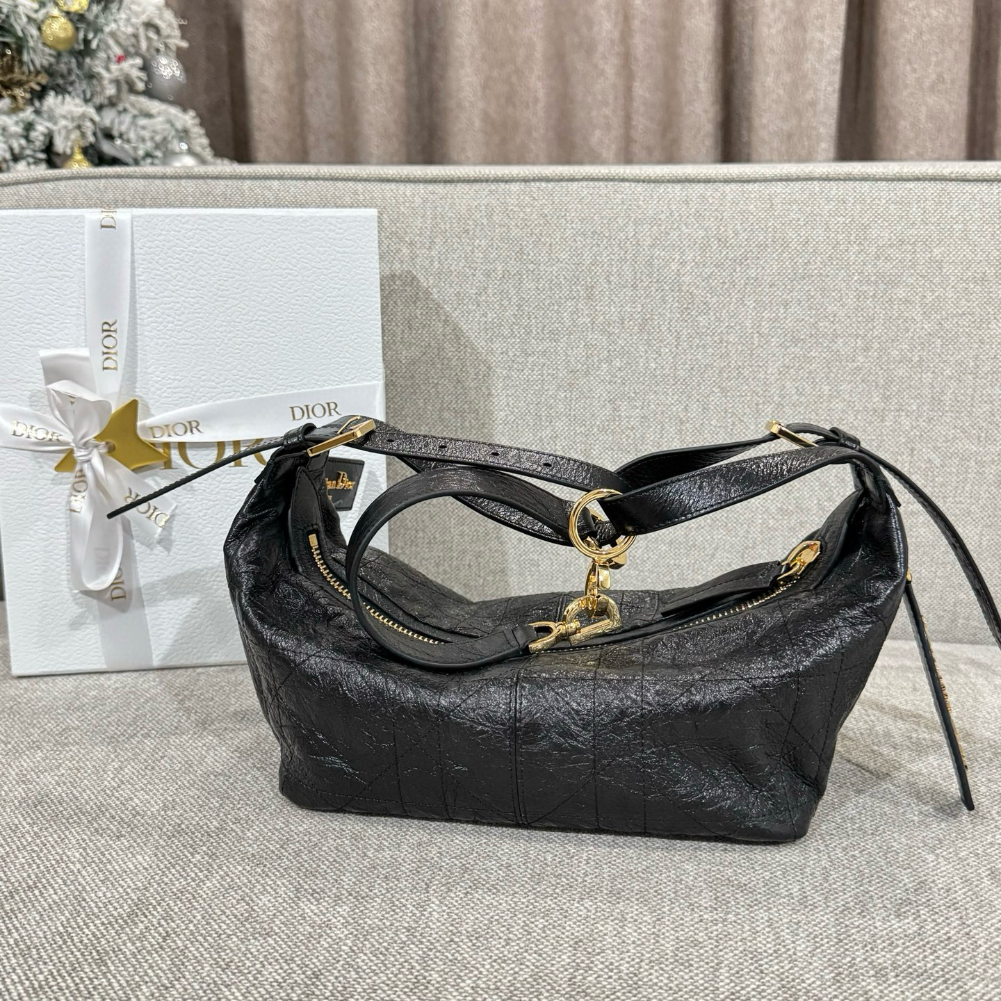 디올 Dior Small D-Journey Bag Black 25.5cm