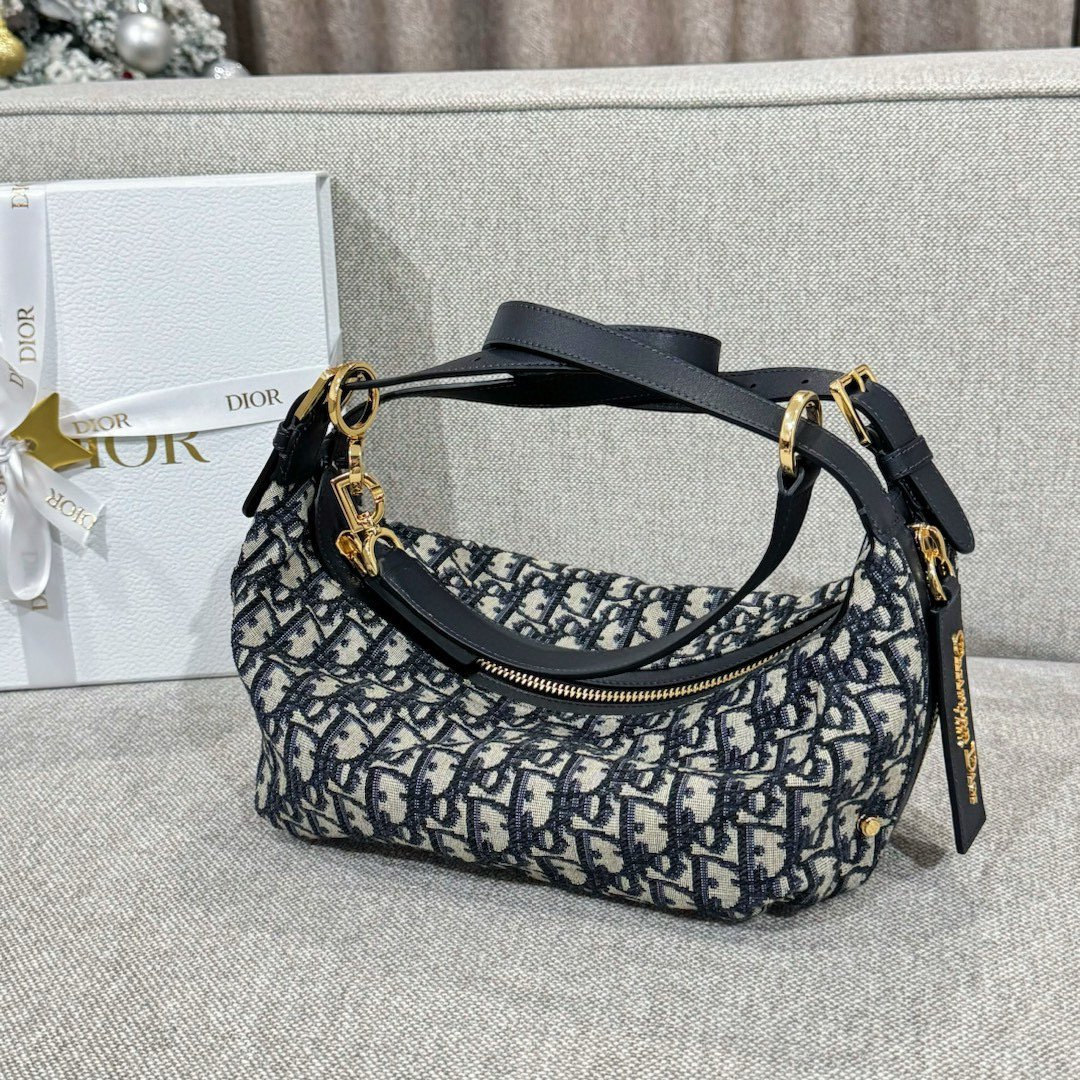 디올 Dior Small D-Journey Bag Dior Oblique Jacquard Blue 25.5cm