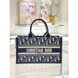디올 Dior Mini Dior Book Tote Oblique Jacquard Blue 21.5cm