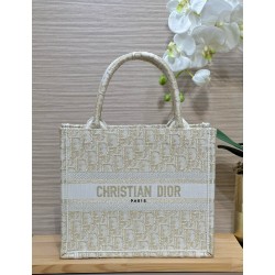 디올 Dior Small Dior Book Tote Oblique Jacquard gold 26.5cm