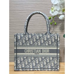 디올 Dior Small Dior Book Tote Oblique Jacquard Gray 26.5cm