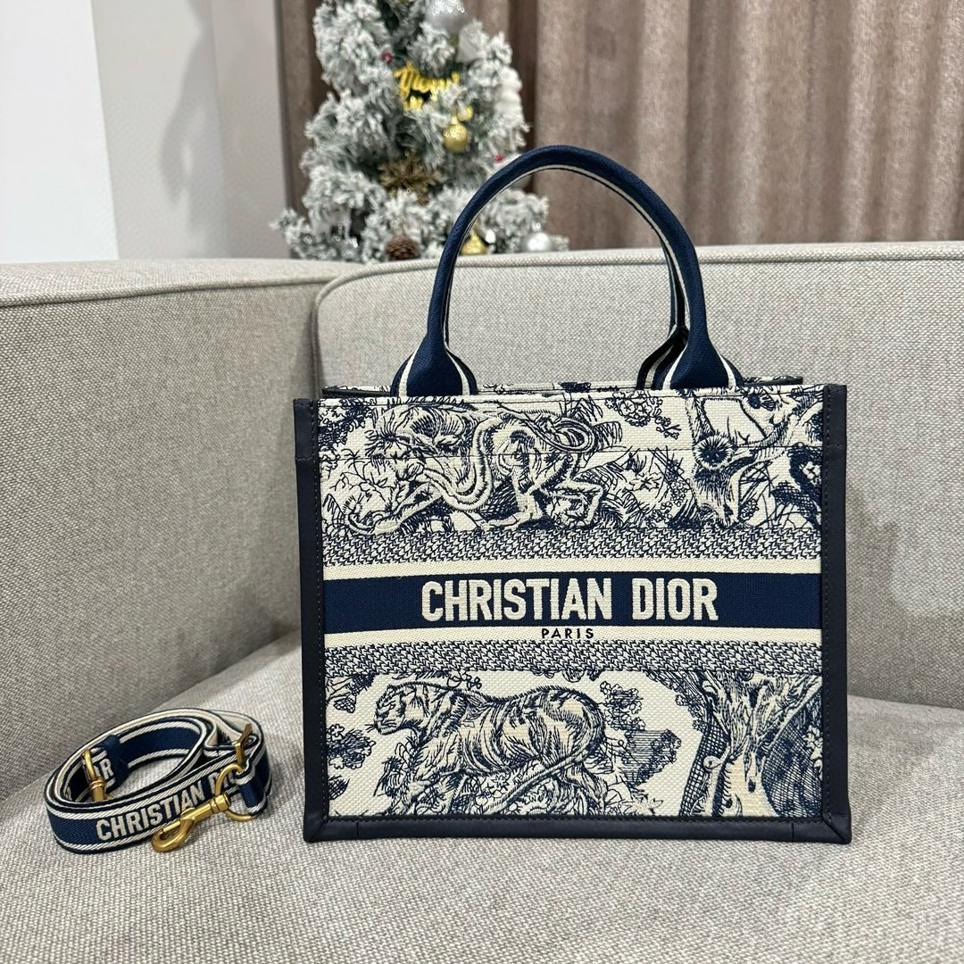 디올 Dior Small Dior Book Tote Blue Reverse 26.5cm