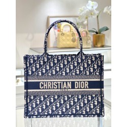 디올 Dior Medium Dior Book Tote Oblique Jacquard Blue 36.5cm