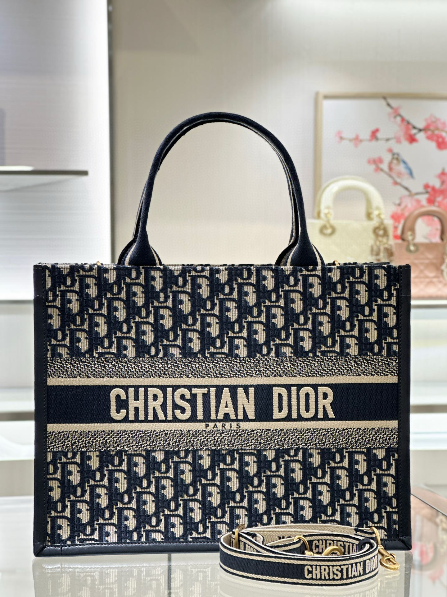 디올 Dior Medium Dior Book Tote Oblique Jacquard blue 36.5cm