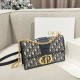 디올 Dior 30 Montaigne East-West Bag with Chain Oblique Jacquard Blue 25cm