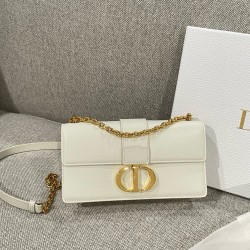 디올 Dior 30 Montaigne East-West Bag with Chain White 21cm