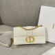 디올 Dior 30 Montaigne East-West Bag with Chain White 21cm