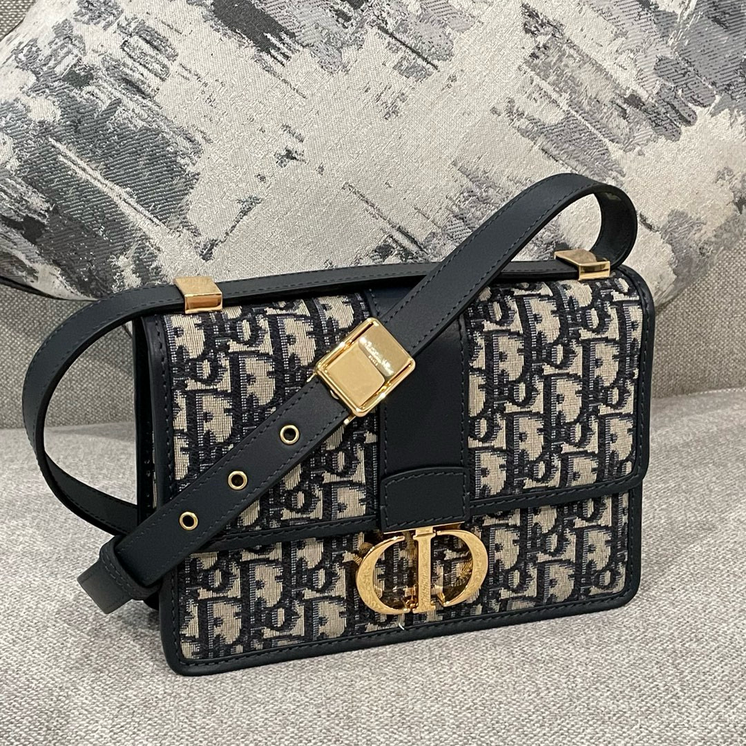 디올 Dior Small 30 Montaigne Bag Oblique Jacquard Blue 21cm