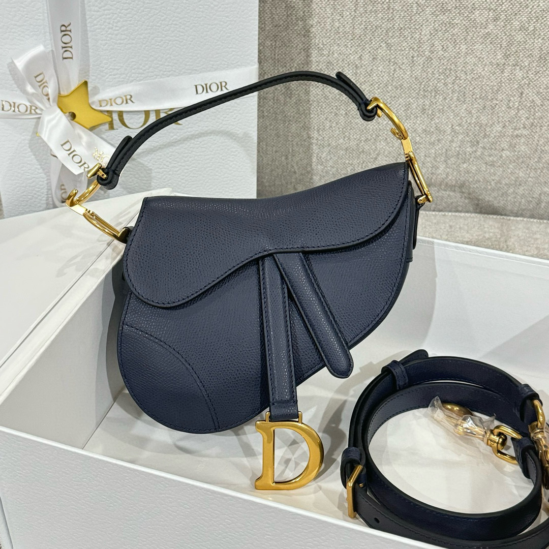 디올 Dior Mini Saddle Bag with Strap blue 19cm