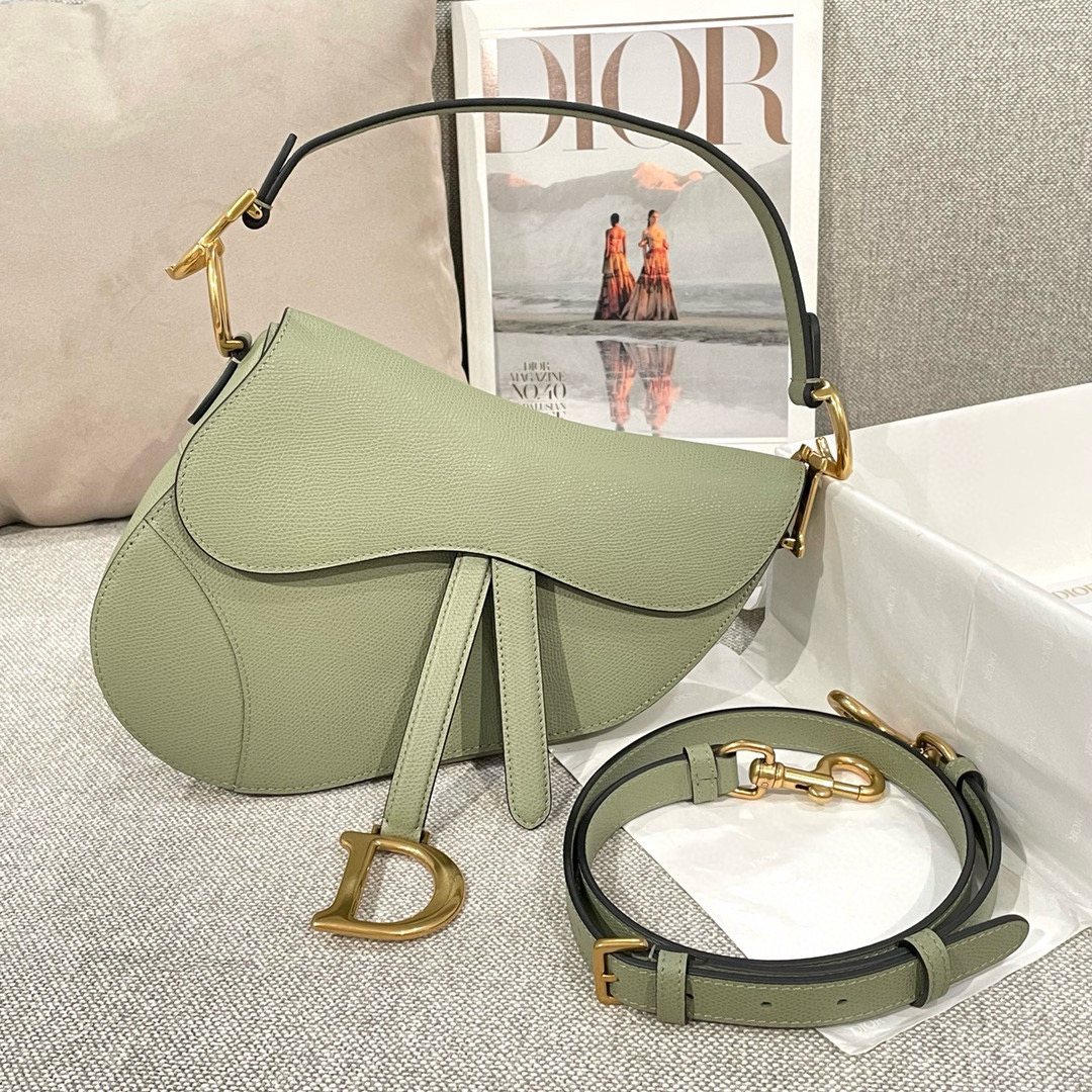 디올 Dior Saddle Bag with Strap green 25.5cm
