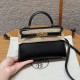 에르메스 Hermes Mini Kelly 19cm Chèvre 89 Noir and S3 Rouge Coeur/gold