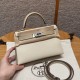 에르메스 Hermes Mini Kelly 19cm Swift 10 Craie and S2 Trench/silver