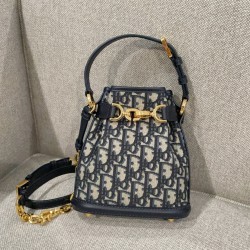 디올 Dior C'est Dior Bag Oblique Jacquard Blue 17cm