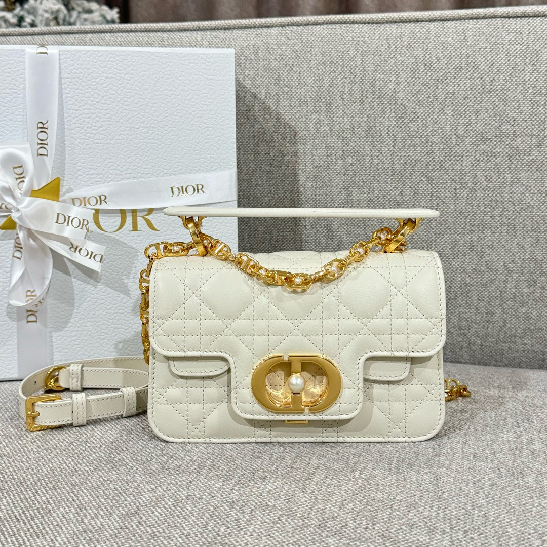 디올 Dior Mini Dior Jolie Top Handle Bag Beige 19cm