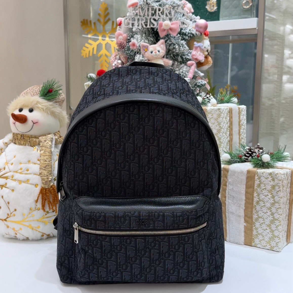 디올 Dior Rider Backpack Oblique Jacquard Black 30cm