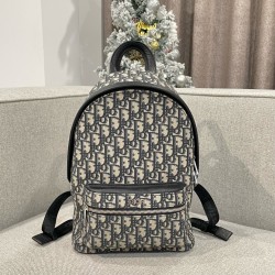 디올 Dior Kids' Rider Backpack Beige and Black Dior Oblique Jacquard 26cm