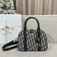 디올 Dior Medium D-Vibe Bowling Bag Oblique Jacquard Blue 25cm