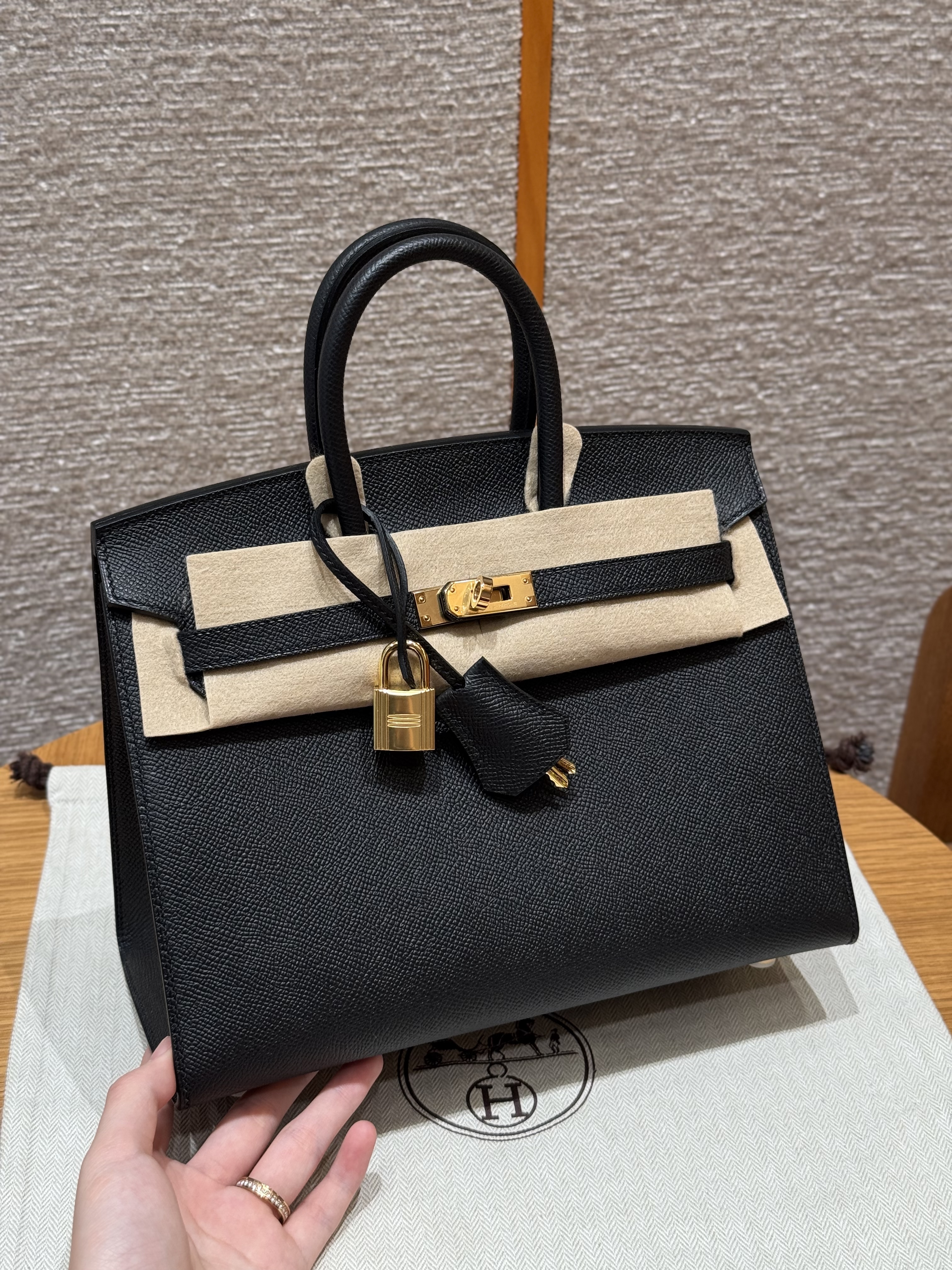 에르메스 Hermes Birkin 25cm Epsom 89 Noir/gold