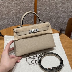 에르메스 Hermes Mini Kelly 19cm Epsom S2 Trench/silver