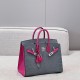 에르메스 Hermes Brikin 25cm Leather grey and 0D Rose Maxico/silver