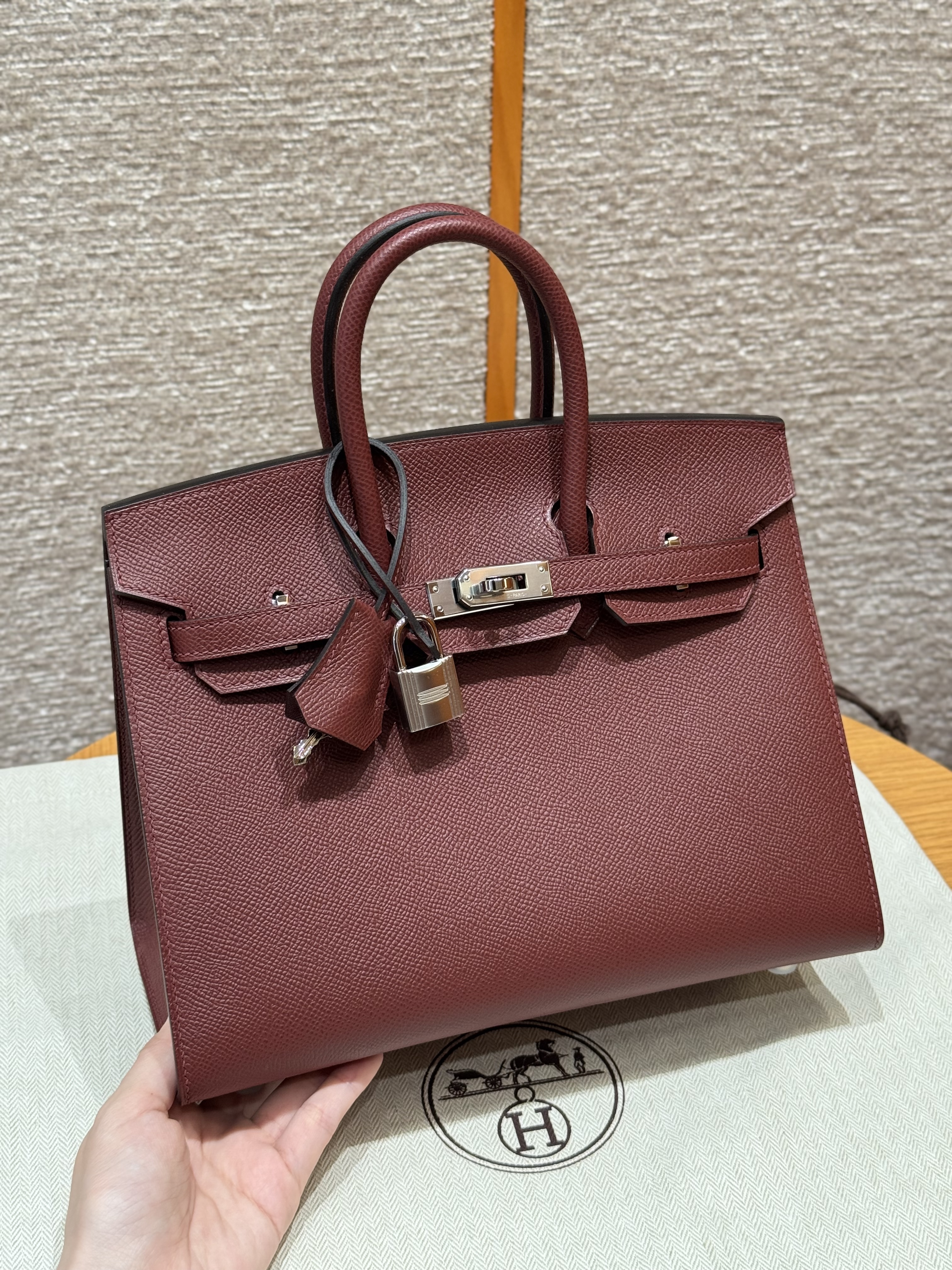에르메스 Hermes Birkin 25cm Epsom 55 Rouge H/silver