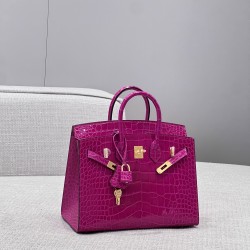 에르메스 Hermes Brikin 25cm France Hcp Alligator crocodile J5 Rose Scheherazade/gold