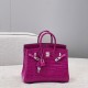 에르메스 Hermes Brikin 25cm France Hcp Alligator crocodile J5 Rose Scheherazade/silver