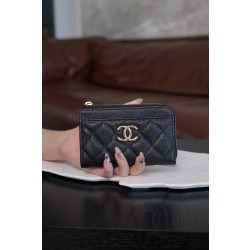 샤넬 Chanel 24S Zipped Card Holder Black 13CM