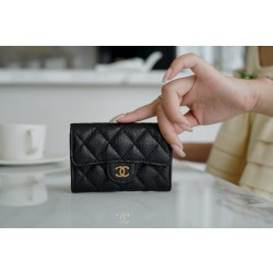 샤넬 Chanel Classic Flap Card Holder Black gold 11.5cm