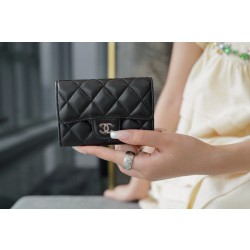 샤넬 Chanel Classic Flap Card Holder Black silver 11.5cm