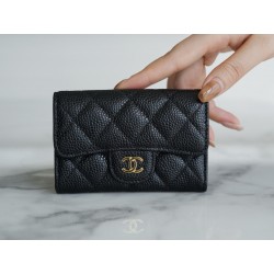 샤넬 Chanel Classic Flap Card Holder Black gold 11.5cm