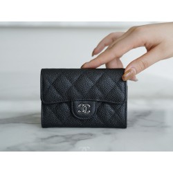 샤넬 Chanel Classic Flap Card Holder Black silver 11.5cm