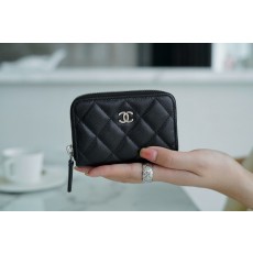 샤넬 Chanel Classic Zipped Coin Purse Black silver 11cm