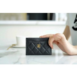 샤넬 Chanel Classic Card Holder Black gold 11.5cm