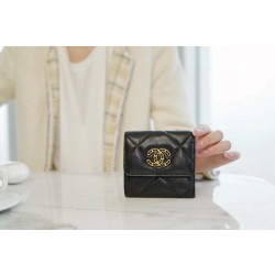 샤넬 Chanel 19 Flap Wallet Black gold 10.7cm