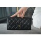 샤넬 Chanel Classic Long Flap Wallet Black gold 19.5cm