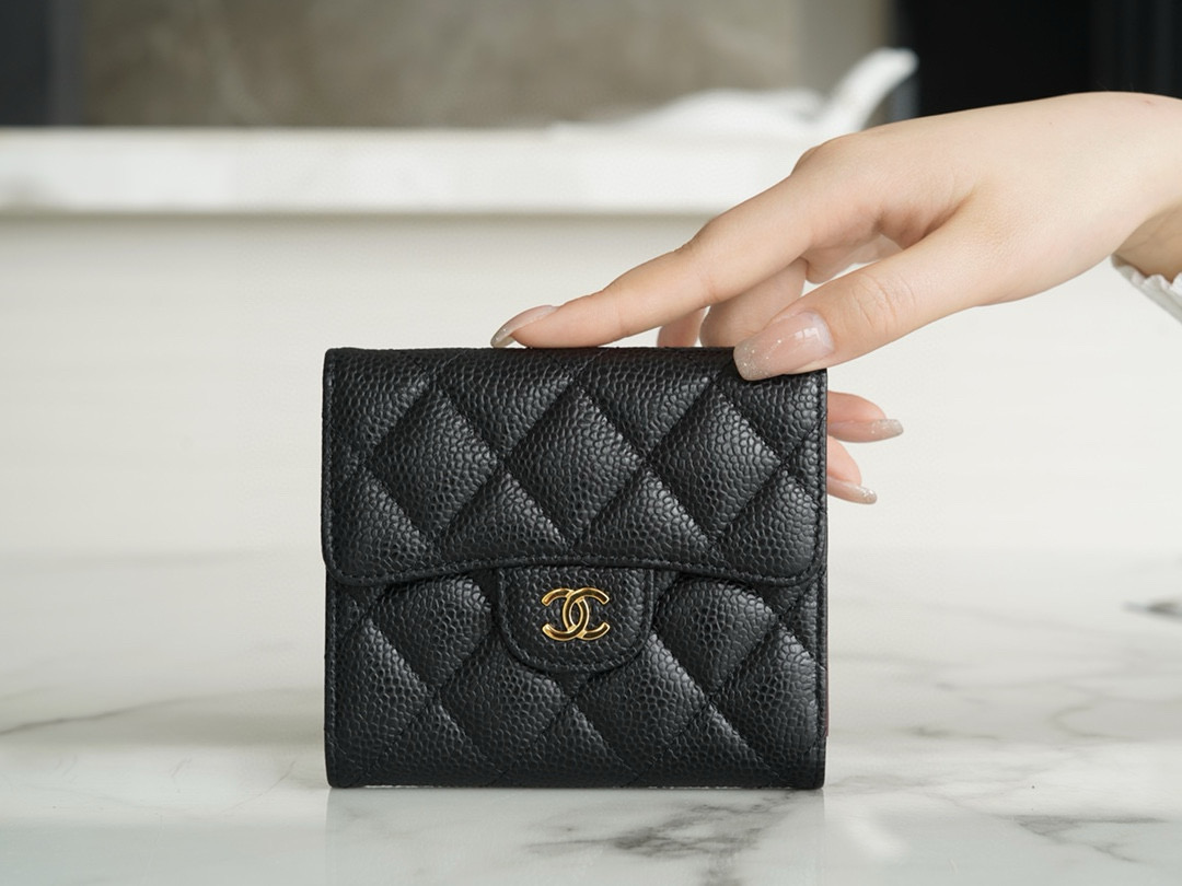 샤넬 Chanel Classic Small Flap Wallet Black gold 11.5cm