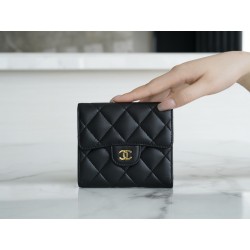 샤넬 Chanel Classic Small Flap Wallet Black gold 11.5cm